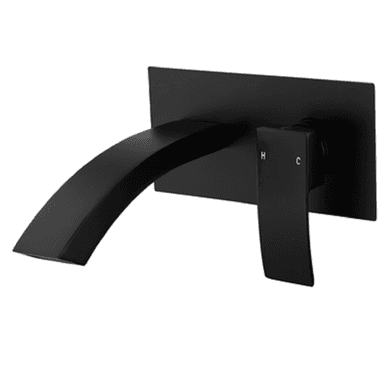 ONLY OPENED - Wall Mounted Black Basin Mixer Tap - Wave