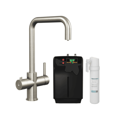Nickel 4 in 1 Instant Boiling Hot Square Kitchen Mixer Tap with 2.4L Boiler - Pronto Vesta
