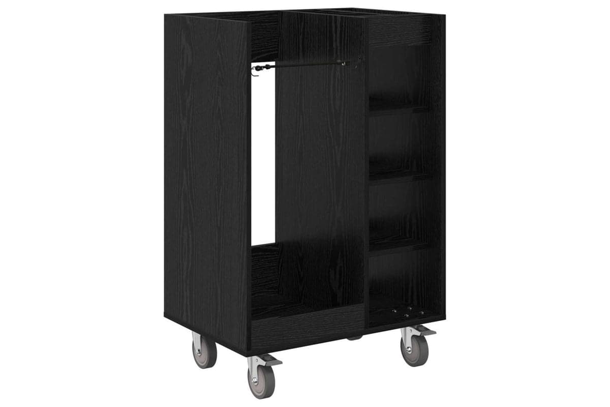 Vidaxl Golf Cabinet With Wheel Plain Black Oak 65 X 45 X 98 Cm