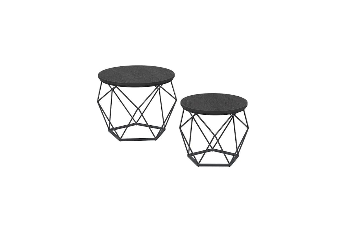 Vasagle Coffee Table Set | Particleboard And Steel | Black | 2 Piece