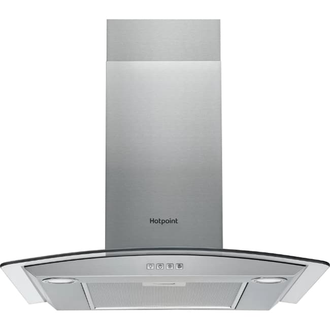 Hotpoint 60cm Chimney Cooker Hood - Stainless Steel & Glass | PHGC64FLMX