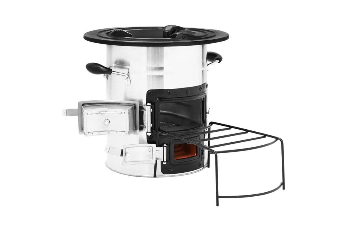 vidaXL 319442 Camping Wood Stove Silver 51.5x35x30.5cm Stainless Steel