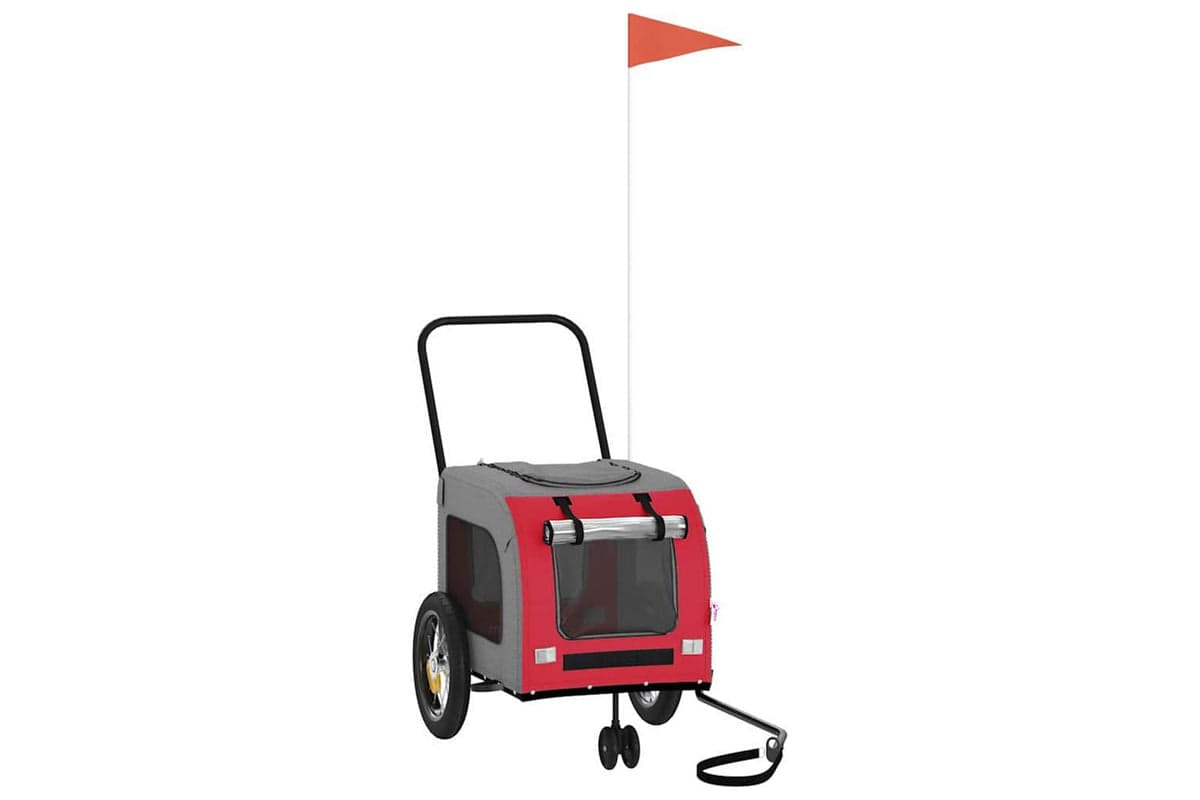 Vidaxl Pet Bike Trailer With Storage Red And Grey 1245 X 635 X 53 Cm