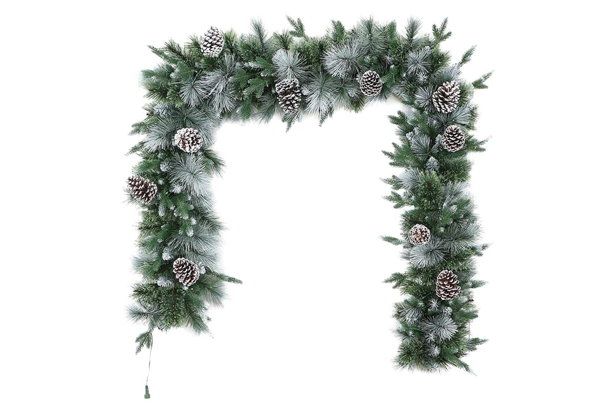 Tara Snowy Pine Christmas Garland | Green & White | 240cm