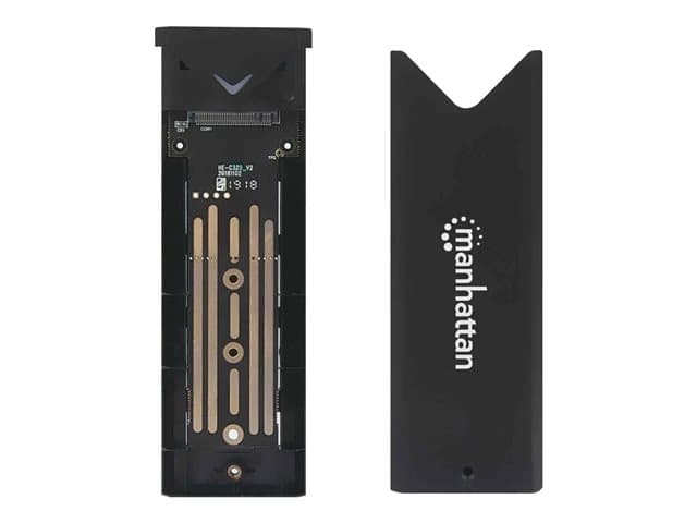 MANHATTAN - M.2 NVMe SSD Enclosure, USB-C Female Connection, 10 Gbps (USB 3.2 Gen2 aka USB 3.1), UASP-compliant, SuperSpeed+ USB, Aluminum, Black, Three Year Warranty, Box - storage enclosure - M.2 Card / SATA 6Gb/s - USB 3.2 (Gen 2)