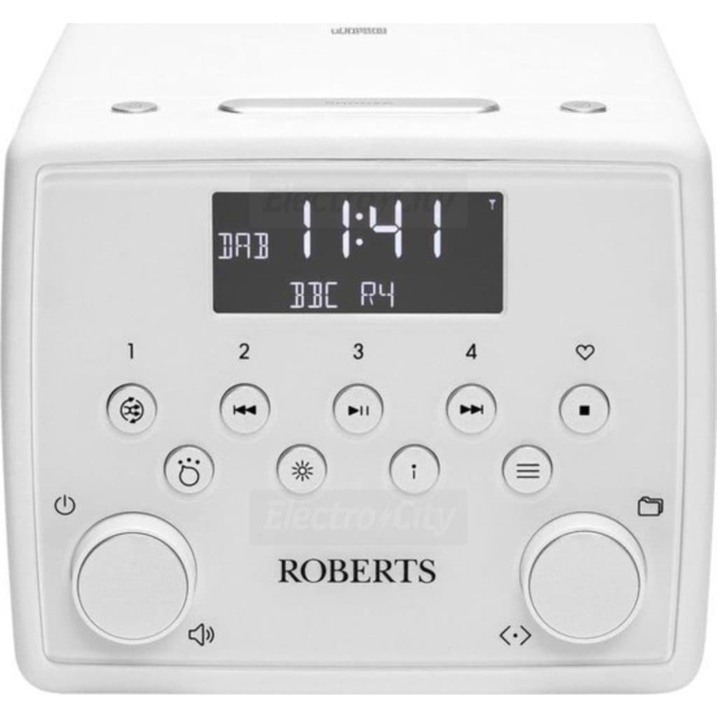 Roberts Sound 49 FM Bluetooth Clock Radio | White