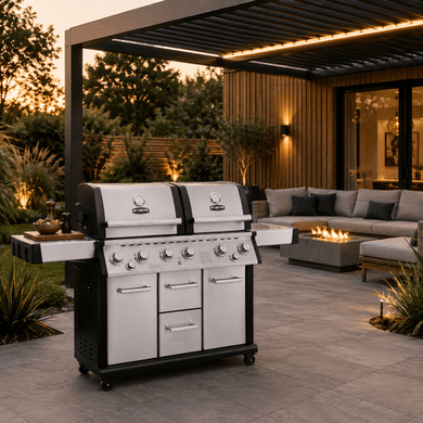 Monster Grill 6 Burner Double Header Gas BBQ - Stainless Steel