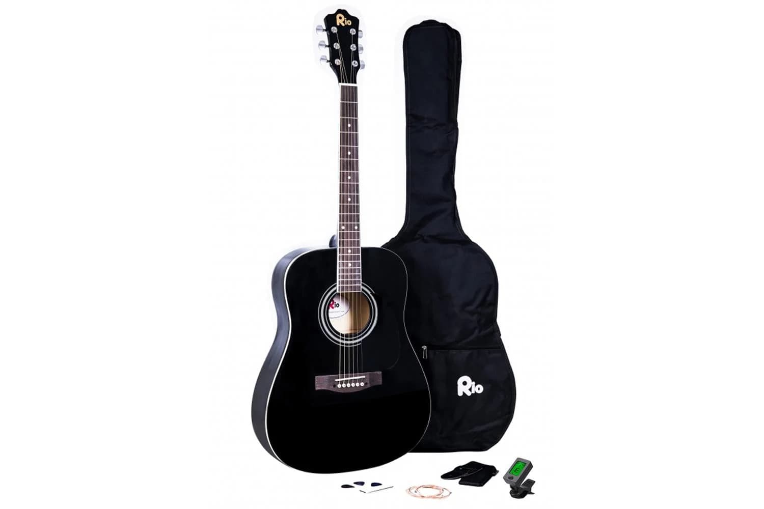 Rio 4/4 Size Acoustic Dreadnought Guitar | Black
