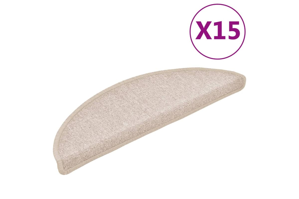 vidaXL 133882 Carpet Stair Treads 15 Pcs Taupe 56x17x3cm