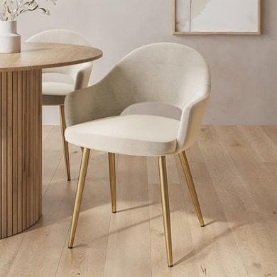Beige and Gold - Upholstered Dining Chairs - Colbie