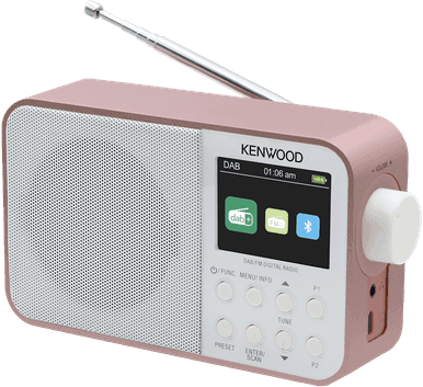 Kenwood CR-M30DAB-R Portable DAB+ Radio with Bluetooth, Built-in Battery & 6.1 cm Colour Display, Rose Gold/White | CRM30DABR