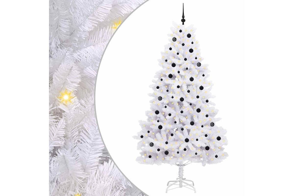 Vidaxl Artificial Hinged Christmas Tree White 240 Cm Pvc And Steel