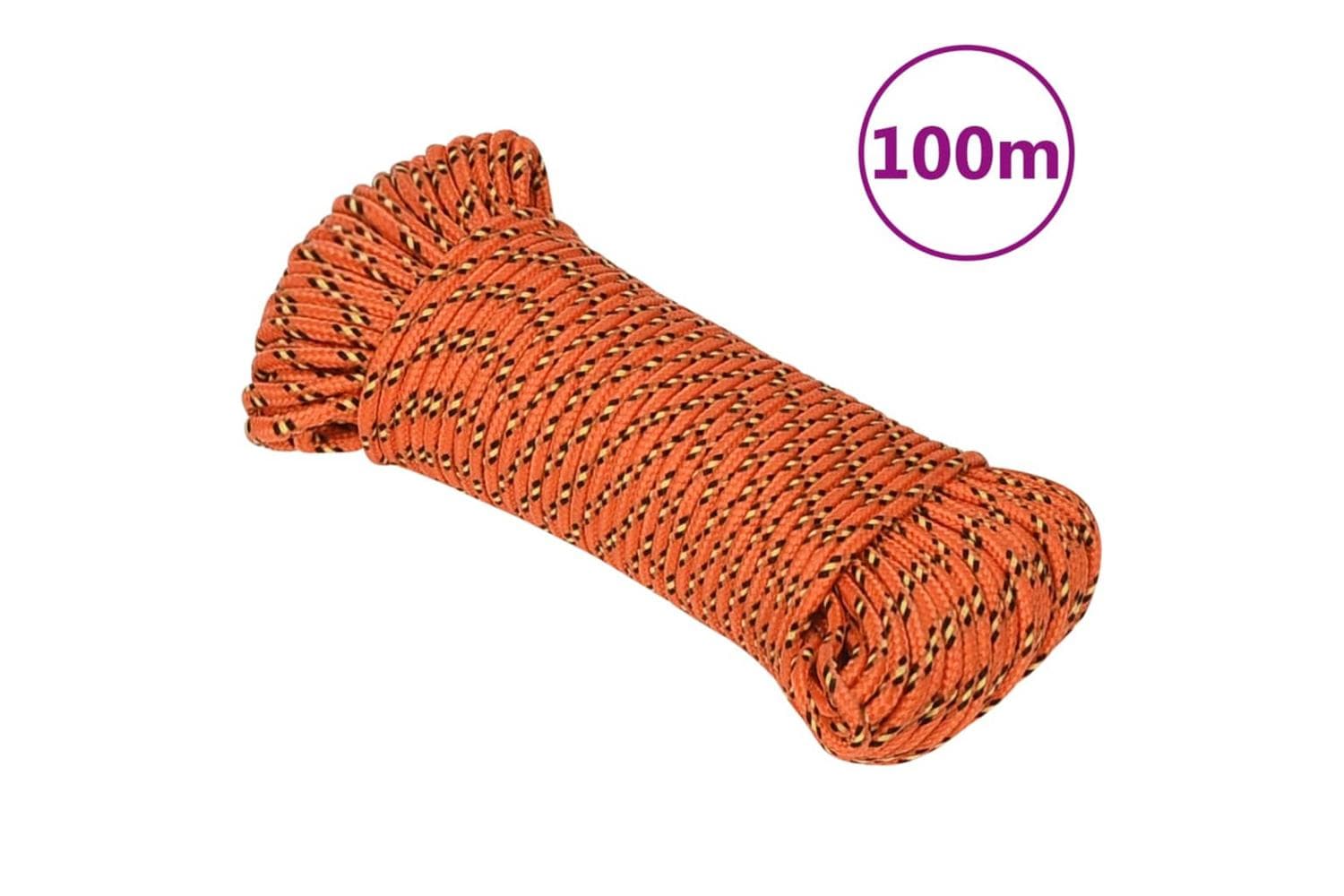 vidaXL 152647 Boat Rope Orange 4mm 100 M Polypropylene