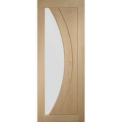 Internal Oak FD30 Fire Door with Clear Glass - Pre-Finished - 1981 x 762 x 44mm - Salerno - XL Joinery