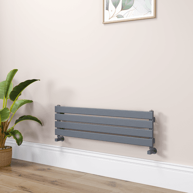 Riace Linea Dark Grey Anthracite Flat Designer Radiator 280x1000mm Single Panel 1082 BTU - Horizontal Bars