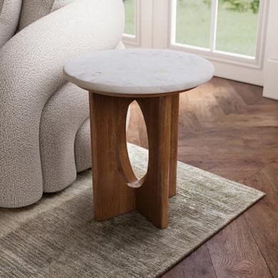 IVan Round Marble and Mango Wood Table