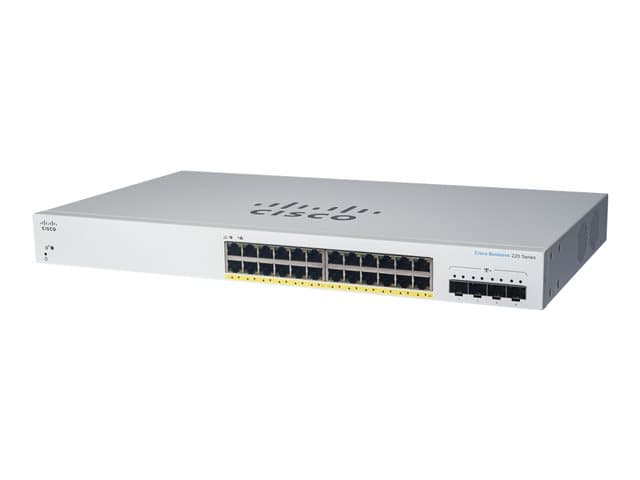 CISCO - Business 220 Series CBS220-24P-4G - Switch - smart - 24 x 10/100/1000 (PoE+) + 4 x Gigabit SFP (uplink) - rack-mountable - PoE+ (195 W)