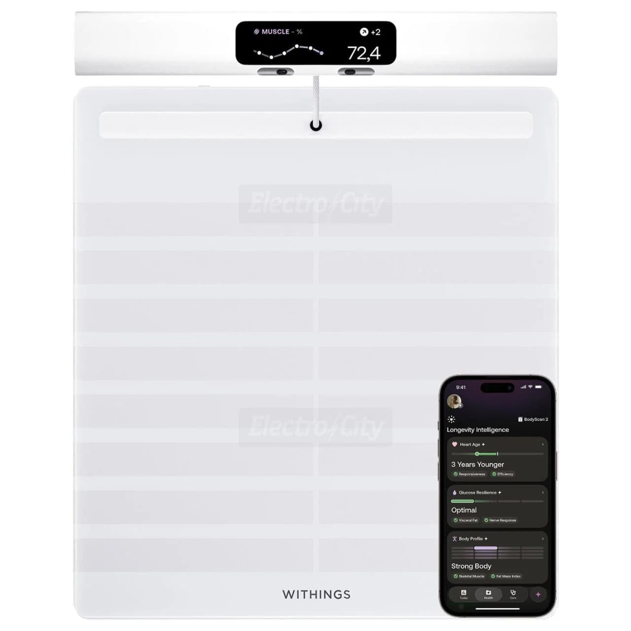 Withings BodyScan 2 Smart Health Scale with 6-Lead ECG and Body Composition | White