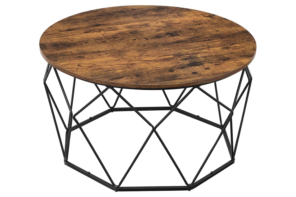 Vasagle Round Coffee Table | Rustic Brown/Black
