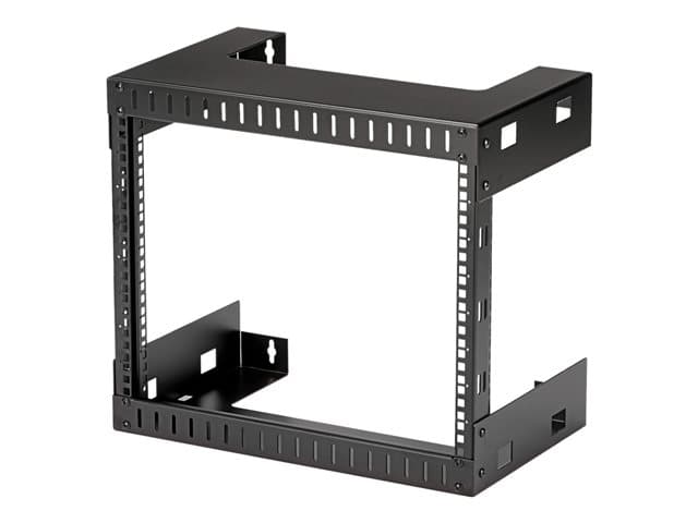 STARTECH.COM - Startech 8U 19" Wall Mount Network Rack - 12" Deep 2 Post Open Frame Server Room Rack for Data/AV/IT/Computer Equipment/Patch Panel with Cage Nuts & Screws 135lb Capacity, Black (RK812WALLO) - rack - 8U