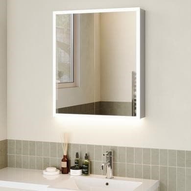 Double Door Bathroom Mirror Cabinet with Lights Bluetooth Speaker & Demister 800 x 700mm - Ursa