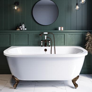 Freestanding Double Ended Back to Wall Bath with Bronze Feet 1700 x 745mm - Park Royal