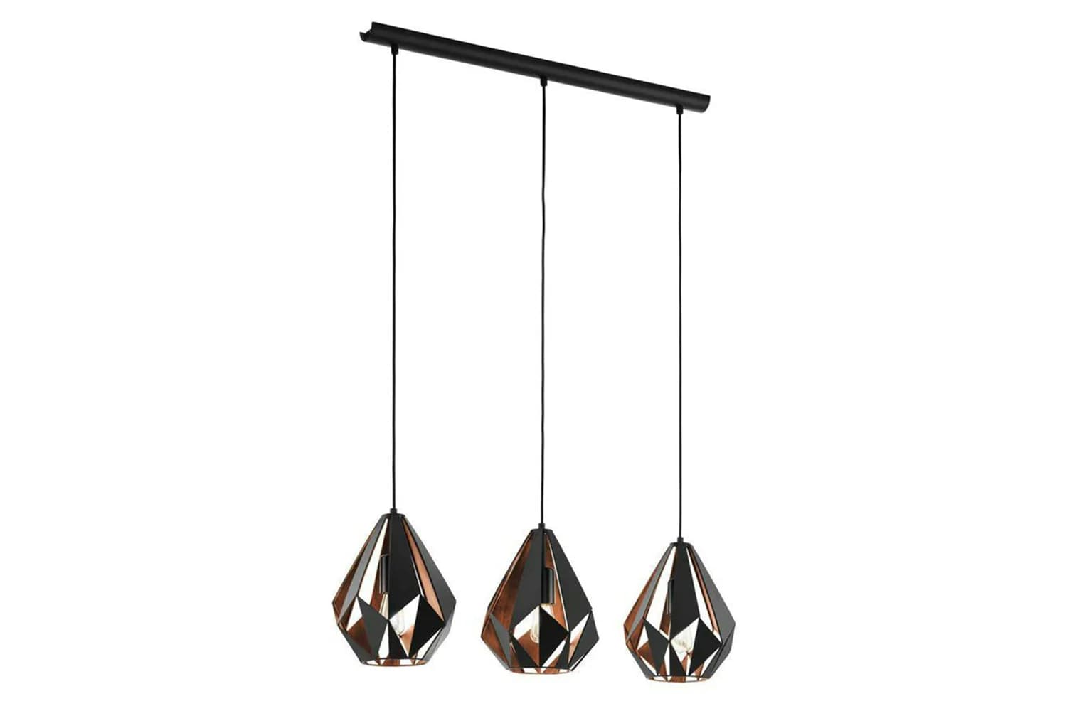 Eglo | Carlton Geometric 3-light Pendant Light | Black/Copper