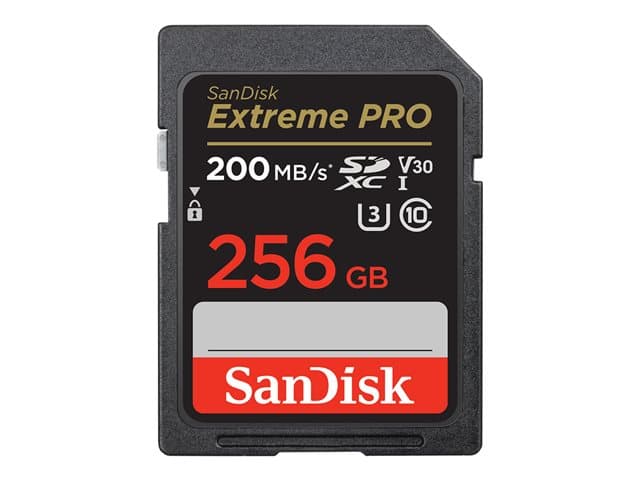 SANDISK - Extreme PRO - Flash memory card - 256 GB - Video Class V30 / UHS-I U3 / Class10 - SDXC UHS-I