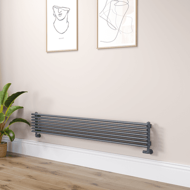 Ventura Linea Dark Grey Anthracite Oval Unique Designer Radiator 245x1600mm Single Panel 2171 BTU - Horizontal Bars