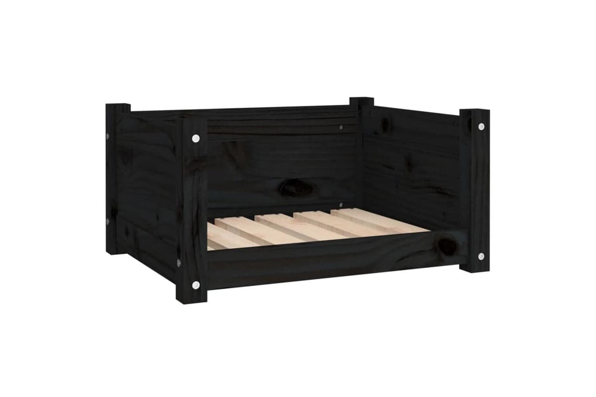 Vidaxl Dog Bed Black 555x455x28 Cm Solid Pine Wood