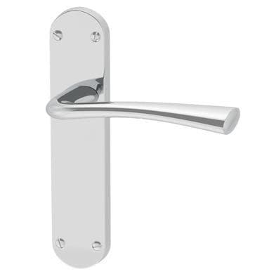 Internal Silver Polished Chrome Bathroom Lever Door Handle with Lock, Latch and Hinges Pack - Weser - XL Joinery