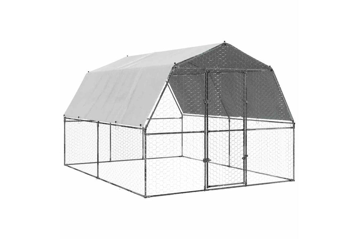 Vidaxl Chicken Cage With Roof And Door Silver Galvanised Steel