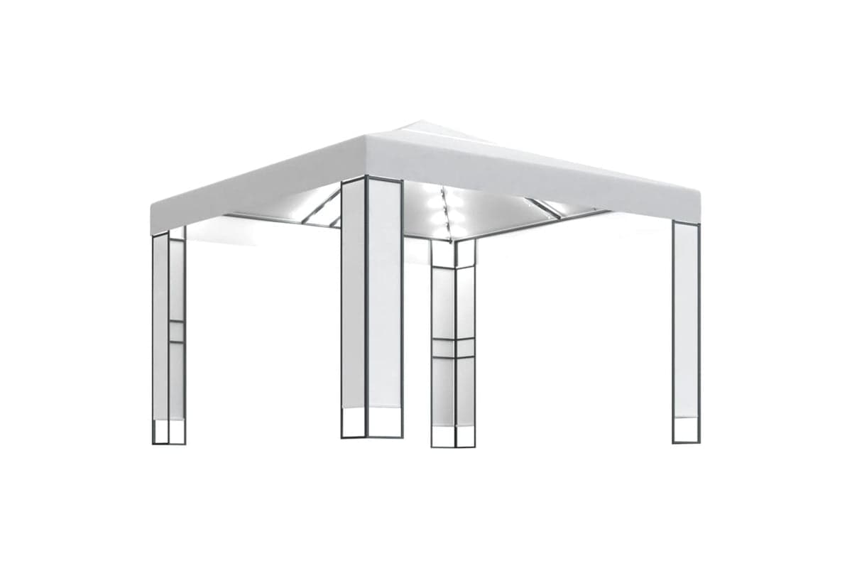 Vidaxl 3070302 Gazebo With Double Roof&led String Lights 3x3 M White