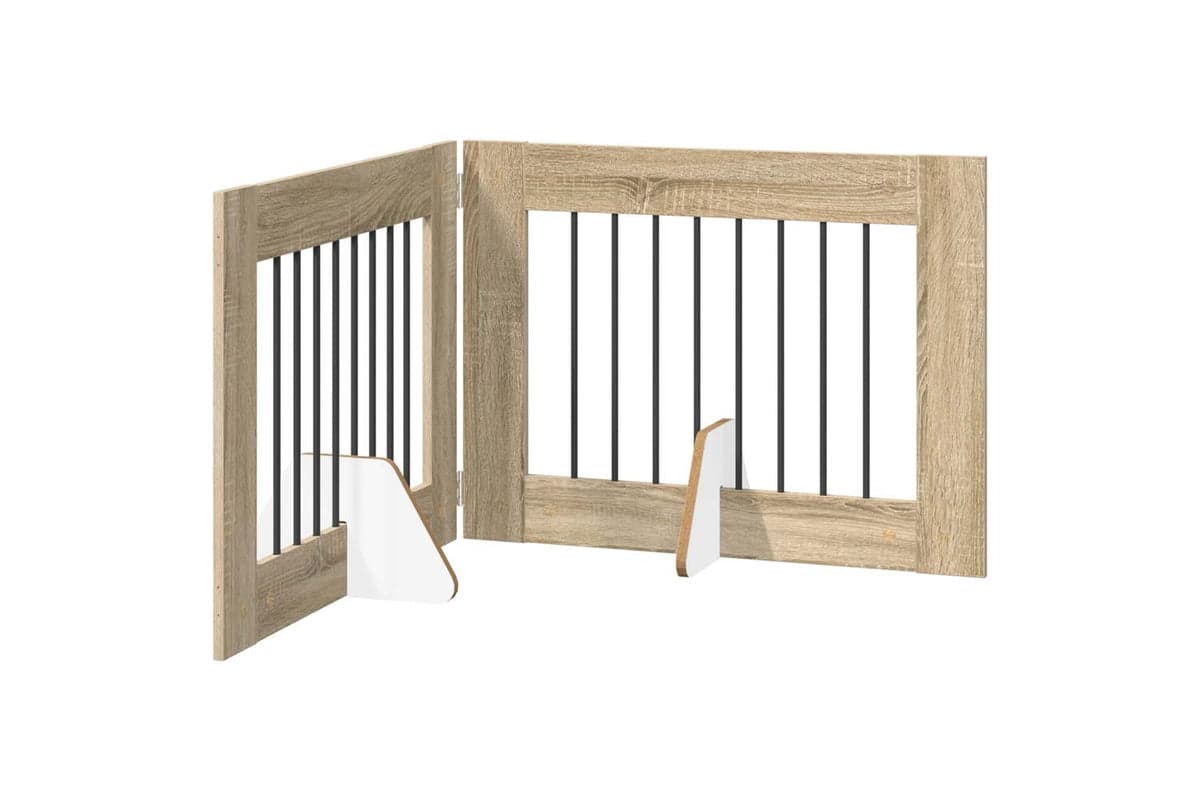Vidaxl Foldable Dog Gate With Stands 2 Pcs Sonoma Oak 1605 Cm