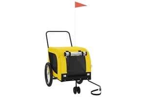 Vidaxl 94029 Pet Bike Trailer Yellow And Black Oxford Fabric And Iron