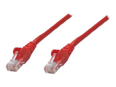 INTELLINET - Network Patch Cable, Cat5e, 0.5m, Red, CCA, U/UTP, PVC, RJ45, Gold Plated Contacts, Snagless, Booted, Lifetime Warranty, Polybag - patch cable - red