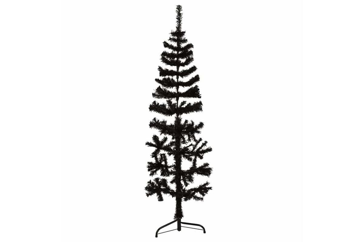 Vidaxl Slim Artificial Half Christmas Tree With Stand Black 150 Cm
