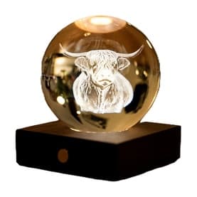 Amber Crystal Highland Cow Table Light