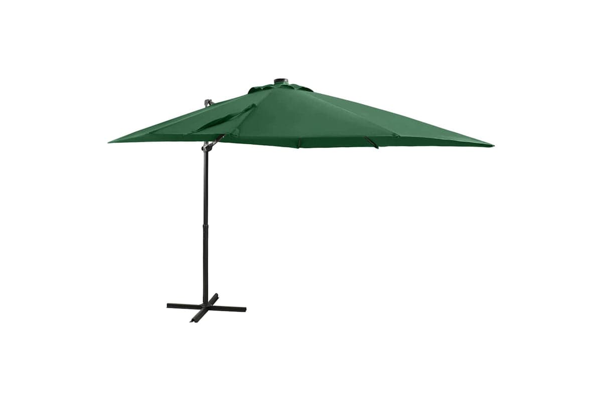 Vidaxl 312321 Cantilever Umbrella With Pole And Led Lights Green 250 Cm