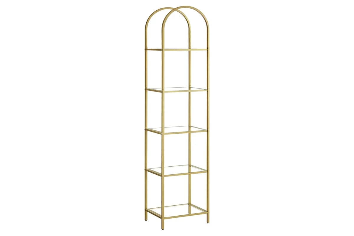 Vasagle Tempered Glass Storage Bookcase | 5 Shelves | Golden