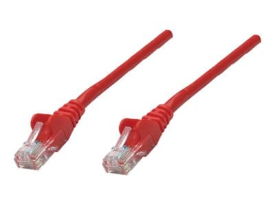 INTELLINET - Network Patch Cable, Cat5e, 2m, Red, CCA, U/UTP, PVC, RJ45, Gold Plated Contacts, Snagless, Booted, Lifetime Warranty, Polybag - patch cable - red