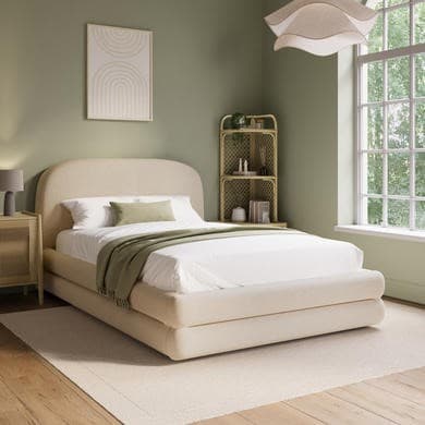 Cream Upholstered Bed Frame with Storage Drawer – Connie