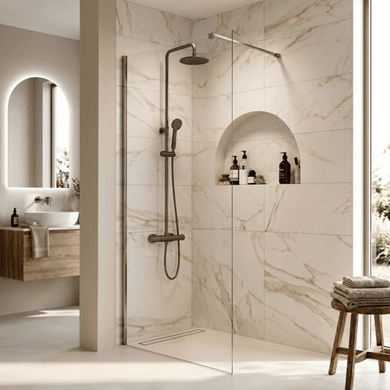 Single Screen - Brushed Nickel Wet Room & Walk In Shower – Corvus