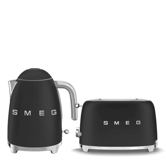 Smeg 50's Retro Kettle & 2 Slice Toaster Set - Matte Black | KLF03BLMUK + TSF01BLMUK
