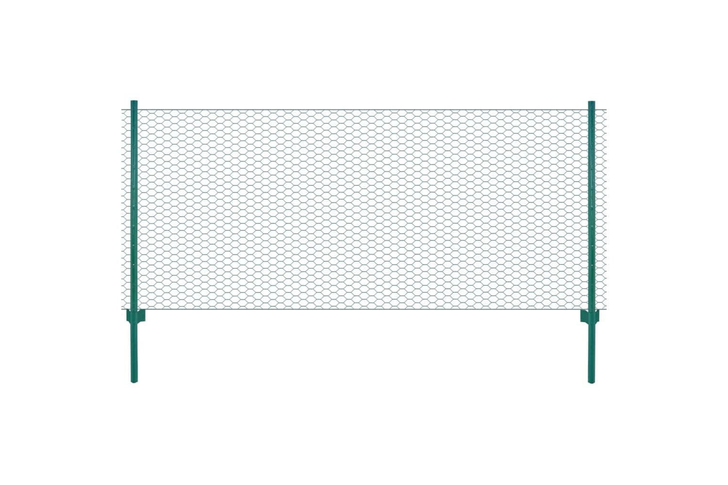 Vidaxl 144608 Wire Mesh Fence With Posts Steel 25x0.5 M Green