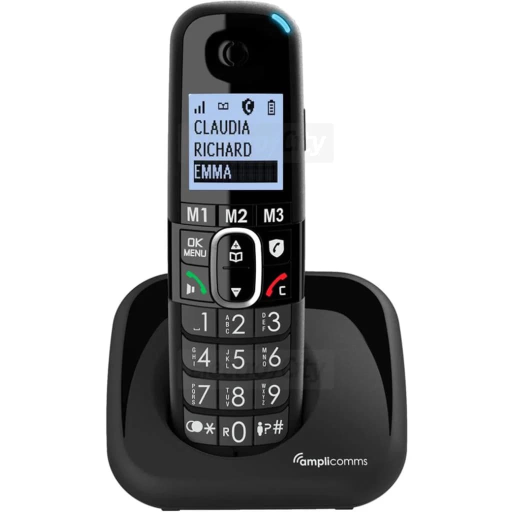 Amplicomms Big Button Cordless Home Phone with Audio Boost | Black