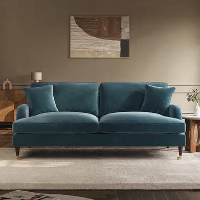 Blue Velvet 3 Seater Sofa - Payton