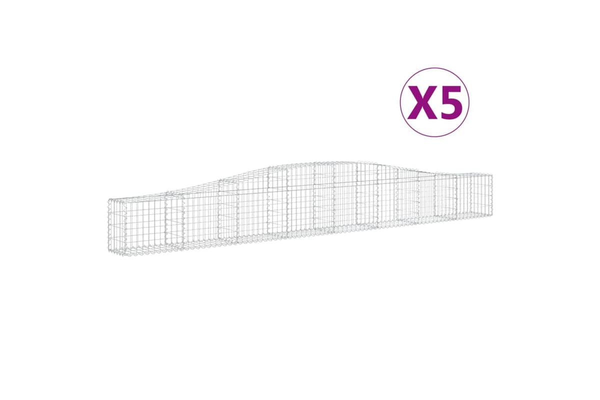 vidaXL 3145790 Arched Gabion Baskets 5 Pcs 400x30x40/60cm Galvanised Iron