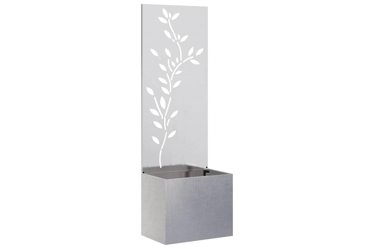 Garden Privacy Screen Floral Sliver 50 X 140 Cm Stainless Steel