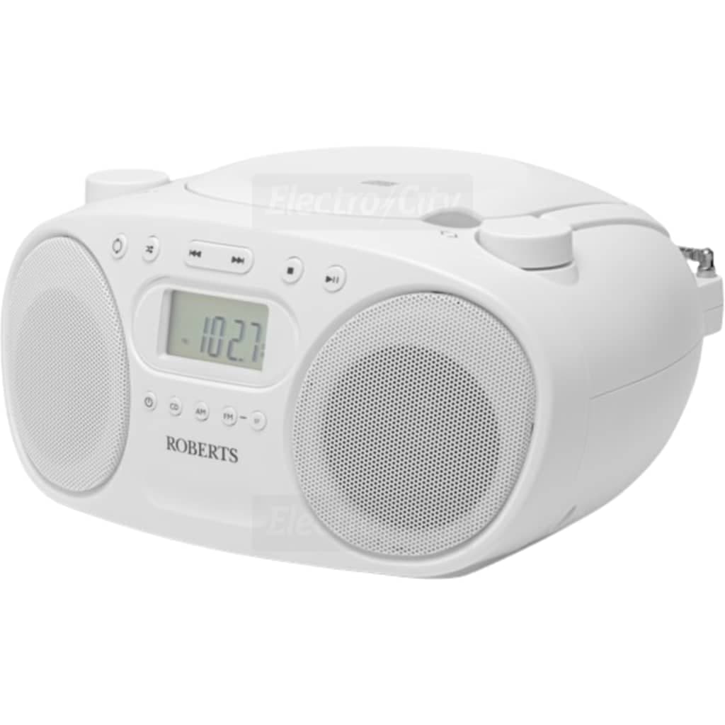 Roberts Radio Zoombox FM Portable CD Player and FM/AM Radio | White